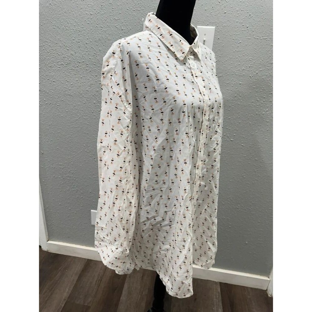 Women Plus Size XXL New With Tag Loft Sleep Button Up Shirt Long Sleeve Collared